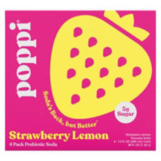 Strawberry Lemon Prebiotic Soda, 4 Pack