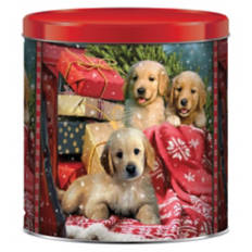 Holiday Popcorn Tin - Puppies, 21 oz
