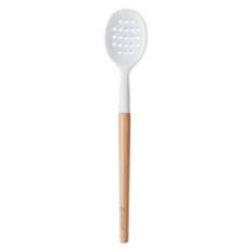 Beechwood & Silicone Slotted Spoon, White