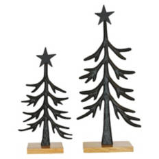 2 Piece Sculpted Metal Tree Set - Black Finish