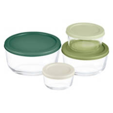 8 Piece Glass Bowl Set with Lids, Green