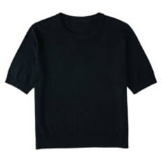 Ladies Short Sleeve Lurex Top - Black, XL