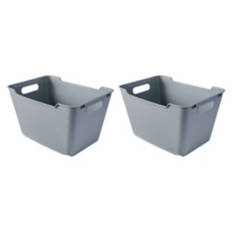 2 Pack Plastic Storage Bins, Cool Gray, L