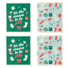 4 Pack Swedish Dish Cloths - Christmas Toss