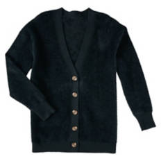 Ladies Button Front Cardigan - Black, L/XL