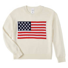 Ladies USA Flag Sweater - White, XXL