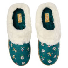 Ladies Disney Christmas Slippers - Green, 7/8