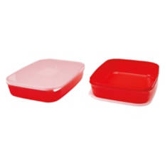 2 Piece Rectangle Food Storage Containers, Red
