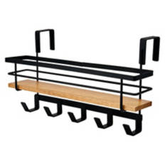 Shelf Rack with Hooks, Black