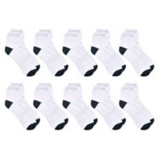 10 Pack Children's Ankle Socks - White, L