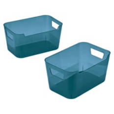 2 Pack Recycled Storage Small Bins, Blue