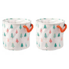 2 Pack Holiday Canvas Bins - Trees