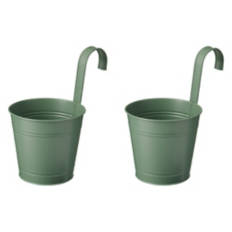 2 Pack Metal Hanging Pots, Green