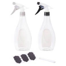 2 Pack Plastic Spray Bottles, Grey & Black