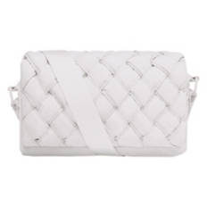 Quilted Woven Crossbody Bag, White
