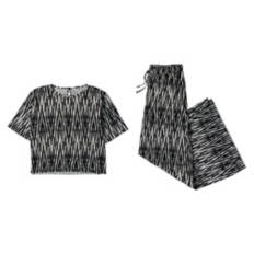 2 Piece Ladies Plisse Set - Printed, L