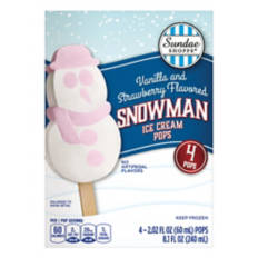 Snowman Shaped Ice Cream Pops, 4 count