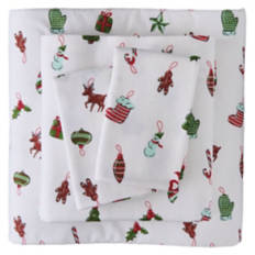 Queen Size Flannel Sheet Set - Holiday Toss