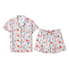 Ladies Seersucker Pajama Set - White, M