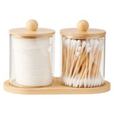 2 Pack Vanity Glass Set with Cotton Rounds & Swabs