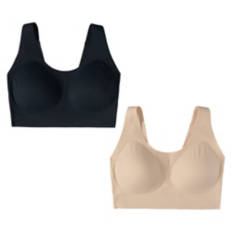 2 Pack Ladies Second Skin Bra - Beige & Black, M