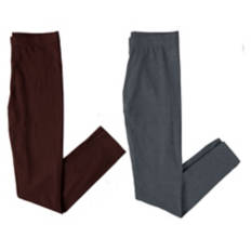 Ladies 2 Pack Soft Leggings - Gray & Burgundy, M