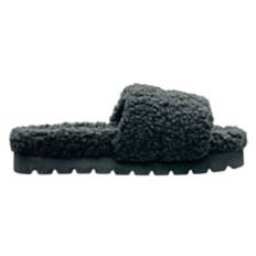 Ladies Open Toe Slippers - Black, 8