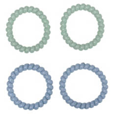 4 Pack Fitness Hair Accessories - Curly Hair Ties, Blue & Green