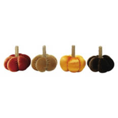 4 Pack Woven Pumpkins - Brown & Dark Orange Velvet, Taupe & Orange Velvet