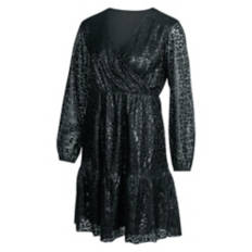 Ladies Metallic Dress - Black, XL