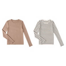 2 Pack Ladies Basic Tops - Brown & Beige, XL