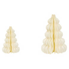 Set of 2 Holiday Paper Trees, Cream with Gold Accent