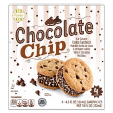 Chocolate Chip Ice Cream Cookie Sandwiches, 4 count