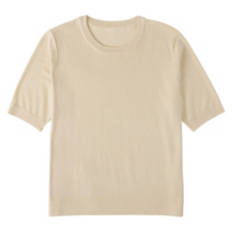 Ladies Short Sleeve Lurex Top - Cream, M