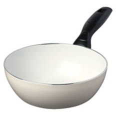 Mini Ceramic Wok Pan, Cream
