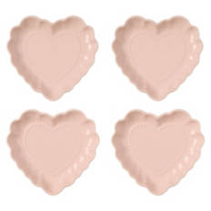 4 Pack Heart Shaped Plates, Pink
