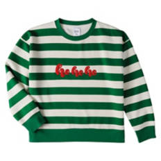 Ladies Holiday Pullover - Green/White, M