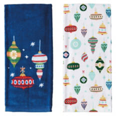 15" x 25"  Holiday Kitchen Towels - 2 Pack, Ornaments
