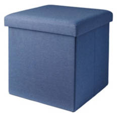 Foldable Storage Ottoman, Blue