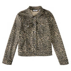 Ladies Denim Jacket - Leopard Print, L