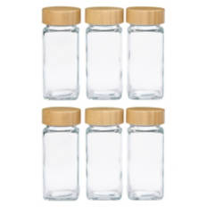 12 Piece Square Spice Jars with Bamboo Lid