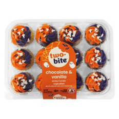 Halloween Chocolate & Vanilla Flavored Mini Cupcakes, 12 count