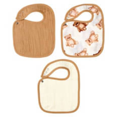 3 Pack Muslin Bib - Bears Round