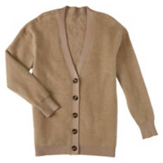 Ladies Button Front Cardigan - Brown, L/XL