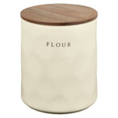 Decorative Stoneware with Wooden Lid - Flour Canister