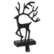 2 Piece Reindeer Stocking Holders - Black