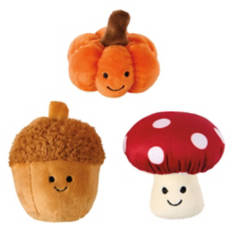 3 Pack Fall Catnip Plush Toys - Pumpkin, Acorn & Mushroom