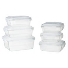 12 Piece Rectangle Glass Bowls - Gray