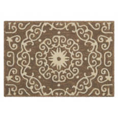 20" x 30" Hand Hooked Accent Rug - Taupe Medallion