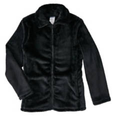 Ladies Plush Full Zip Jacket - Black, XL